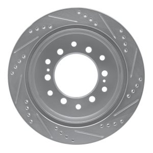 Lexus GX470 Brake Rotor (1) - Rear Left - R1 Concepts - Drilled & Slotted - Silver - `01-`09
